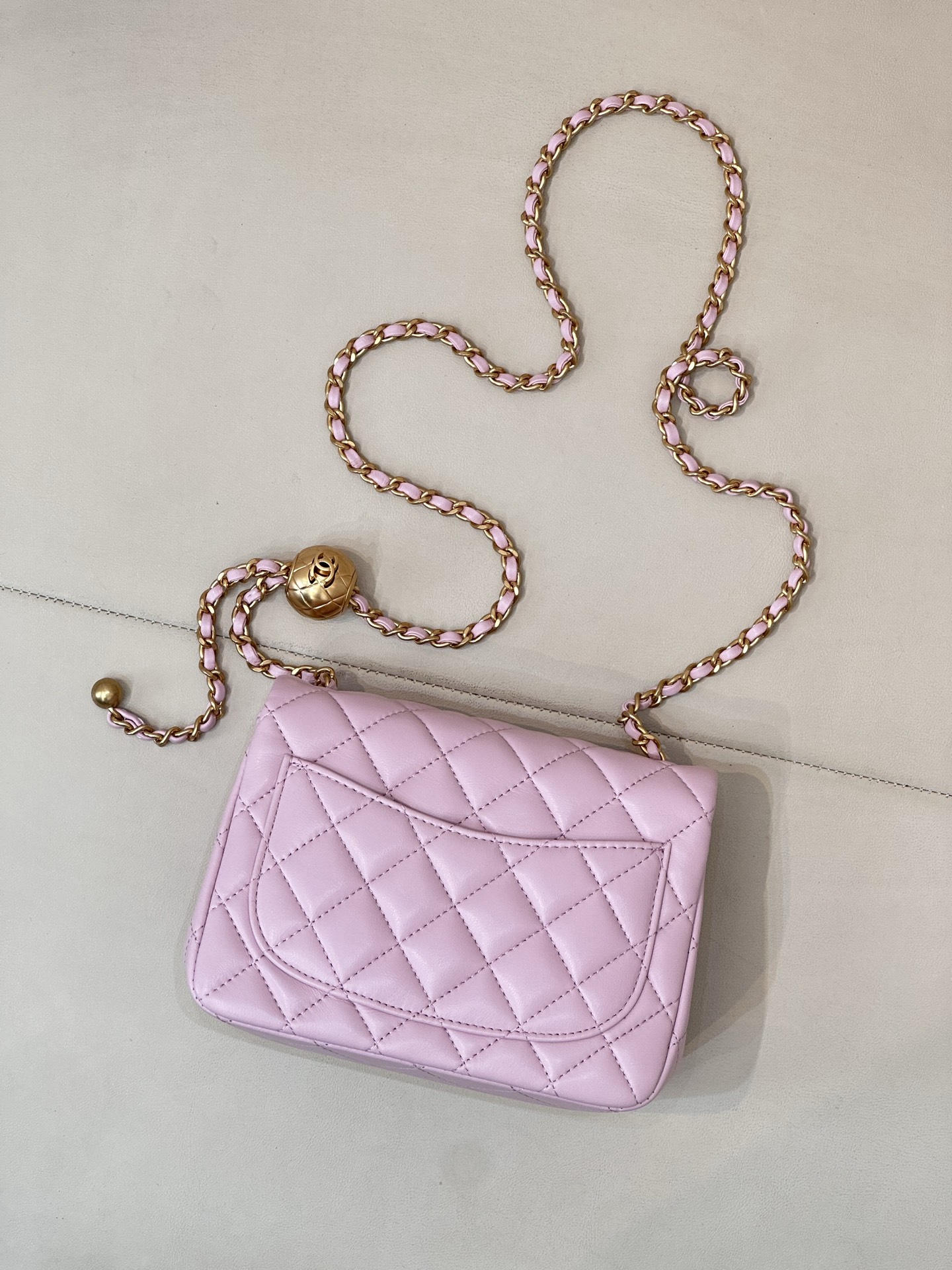 Chanel Pink Lambskin Quilted Square Crossbody Bag with Adjustable Chain - Image 9