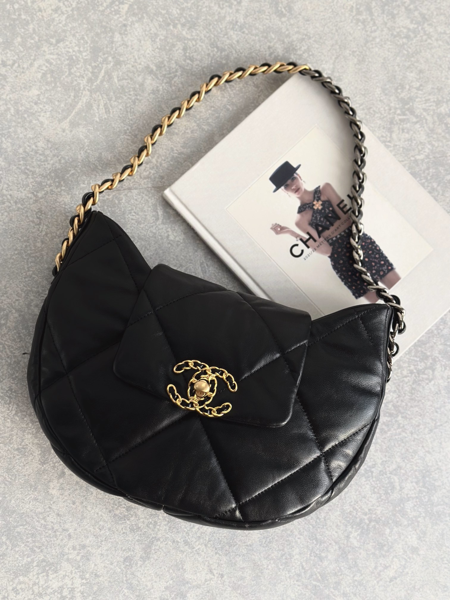CHANEL 24C Moon-Shaped Lambskin Shoulder Bag - Image 9