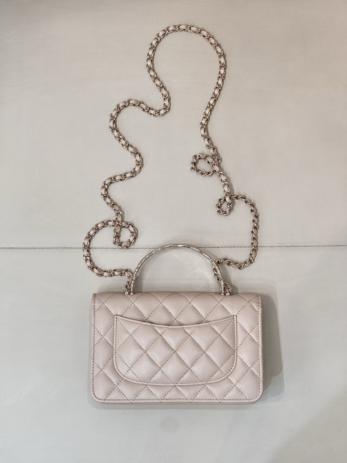 Quilted Leather WOC Crossbody Bag with Metal Handle - Image 9