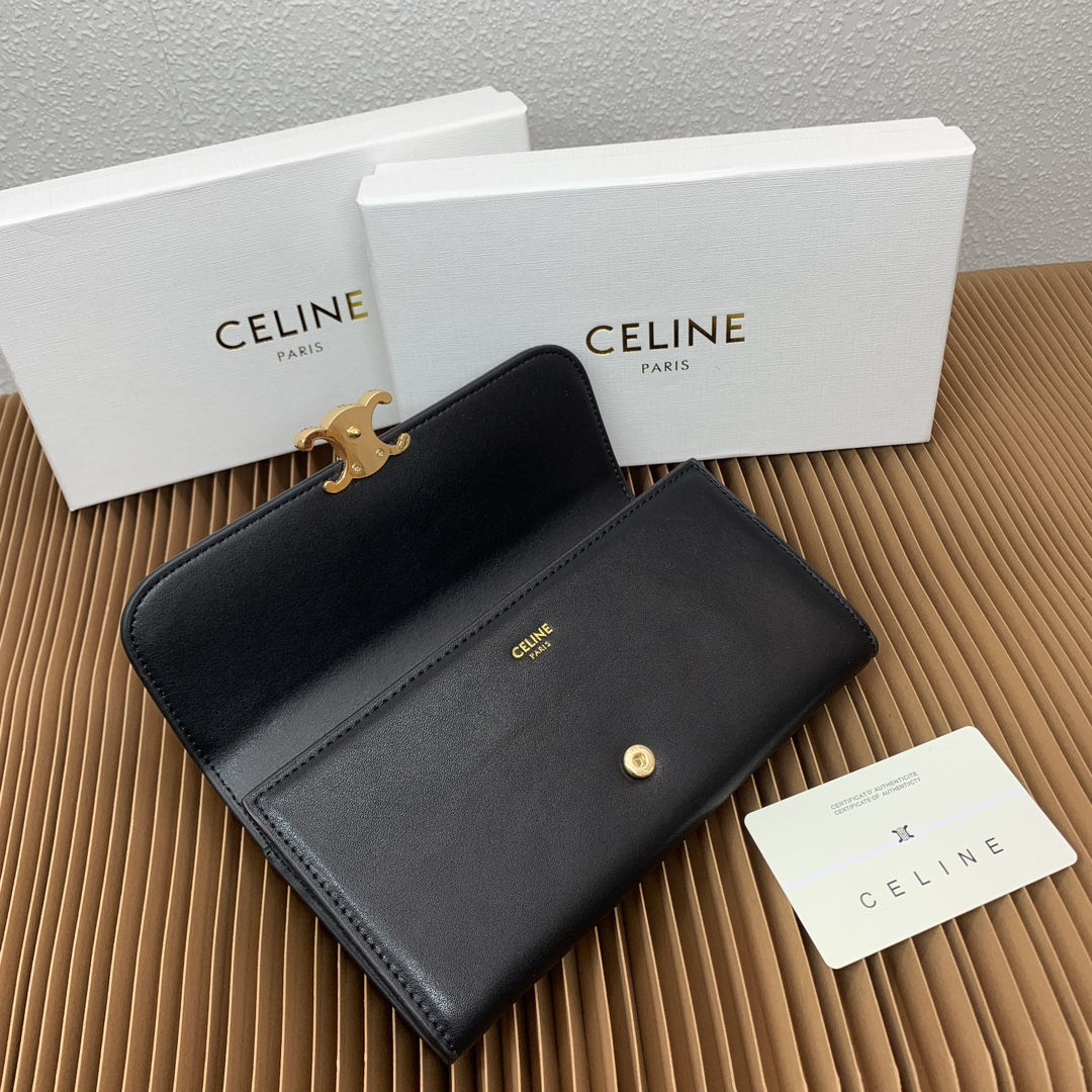 Celine Triomphe Large Glossy Calfskin Wallet - Image 9