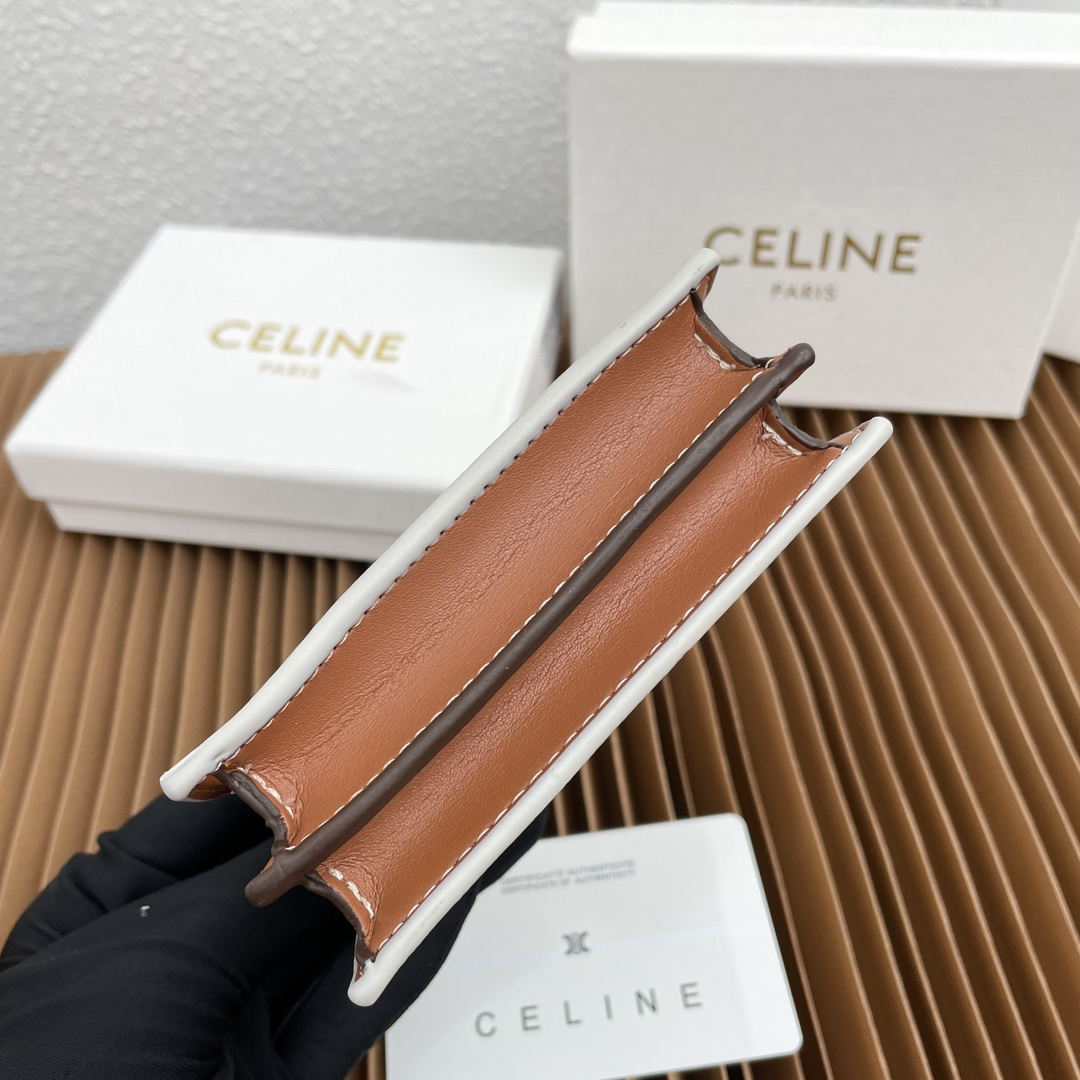 Celine Logo Print Sheepskin Card Holder - Image 9