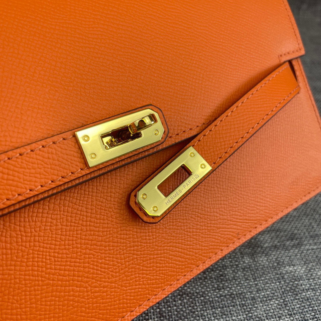 Hermes Kelly Palm-Grain Leather Shoulder Crossbody Bag - Image 9