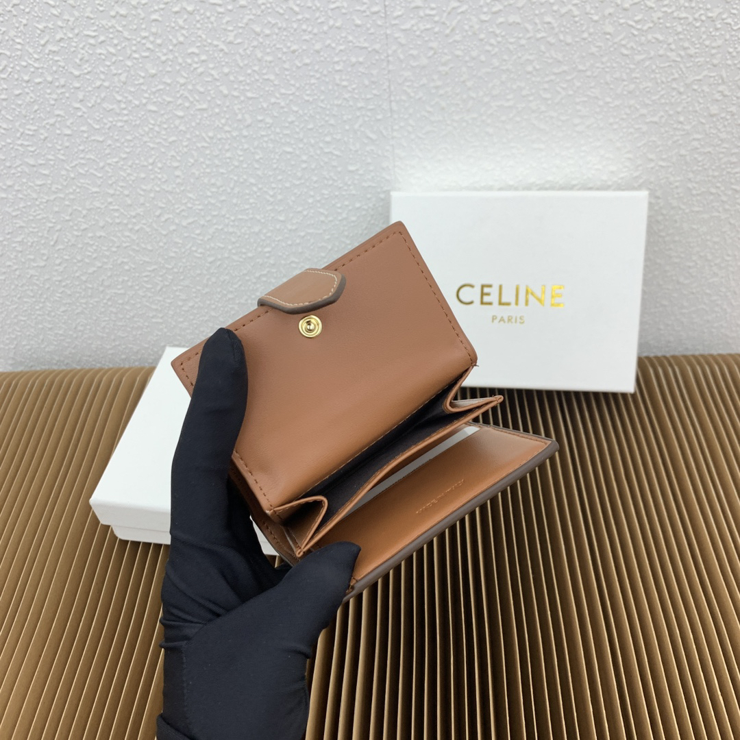 Celine Triomphe Small Logo-Print Leather Wallet - Image 9