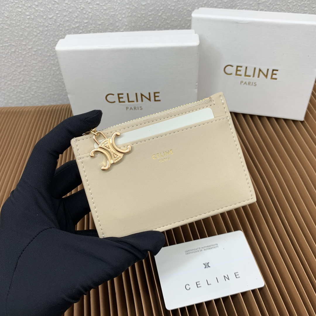 Triomphe Leather Zip Card Holder - Image 9
