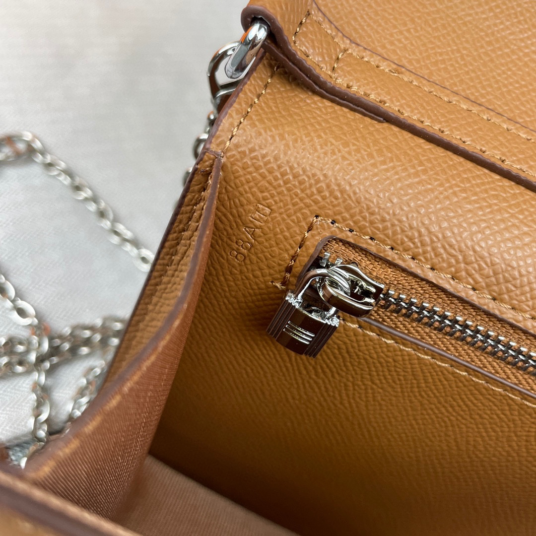 Hermes Kelly-Style Textured Leather Shoulder Crossbody Bag - Image 9