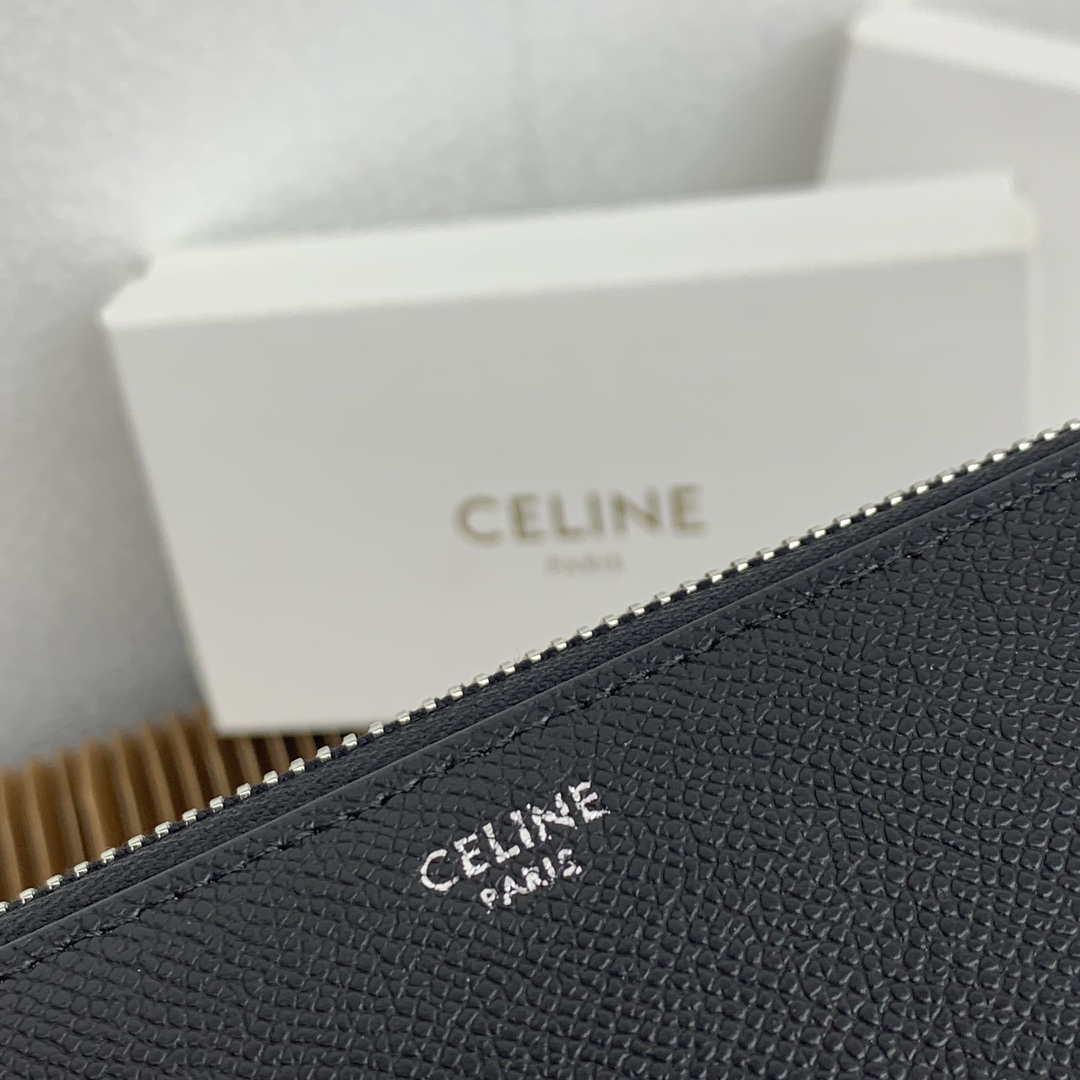 Celine Black Calfskin Large Zip Wallet - Image 9