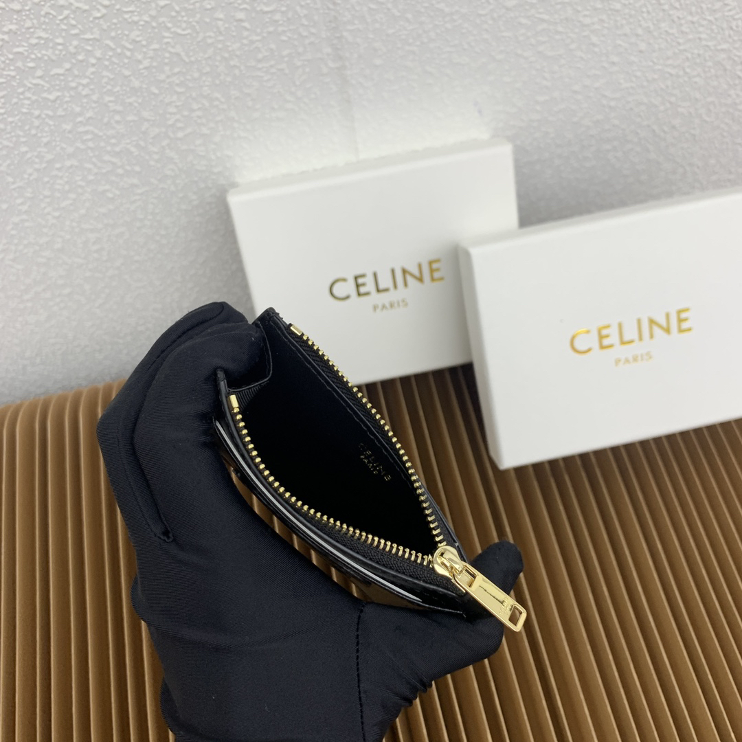 Celine Triomphe Leather Zip Card Holder - Image 9