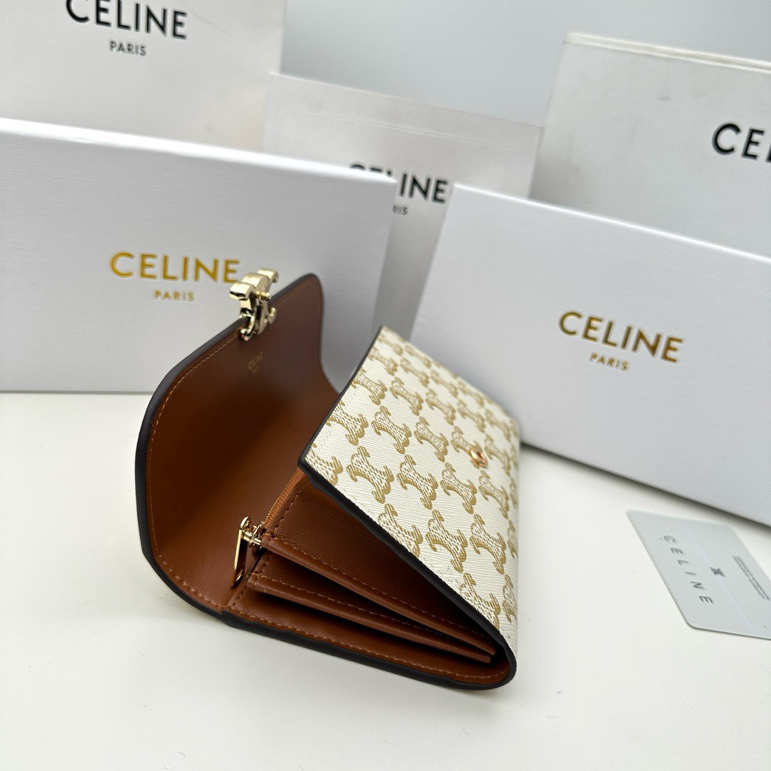 Celine White Printed Leather Wallet - Image 9