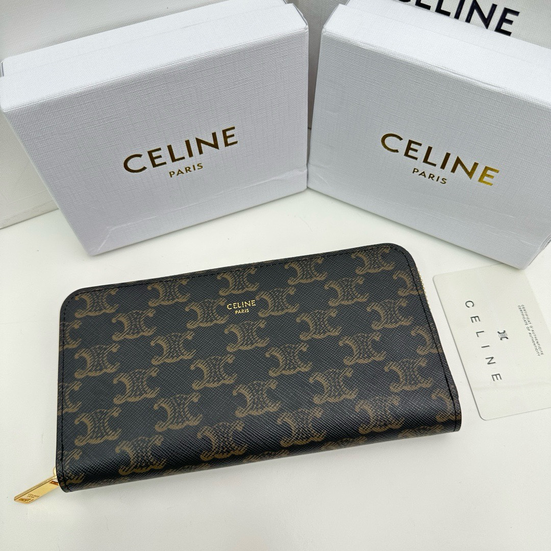Celine Triomphe Cuir Large Zip Wallet - Image 9