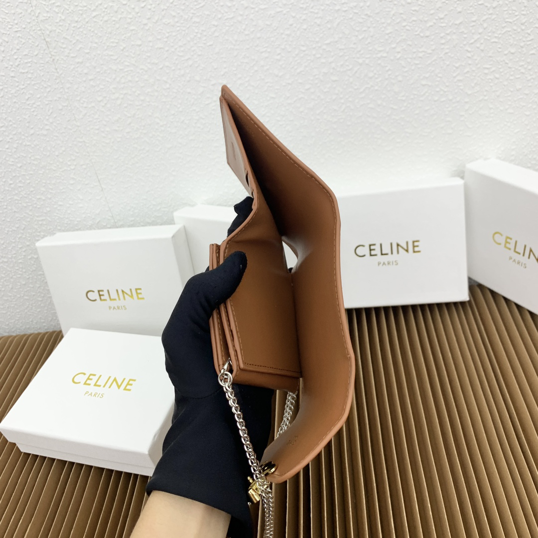 CELINE Small Shiny Lambskin Flap Wallet - Image 9