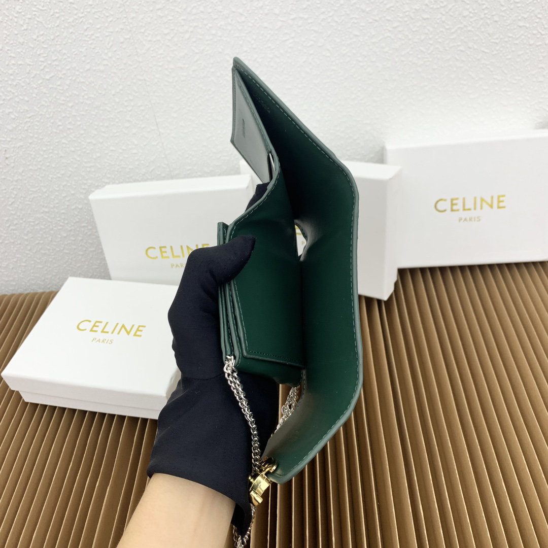 CELINE Small Glossy Lambskin Leather Flap Wallet - Image 9