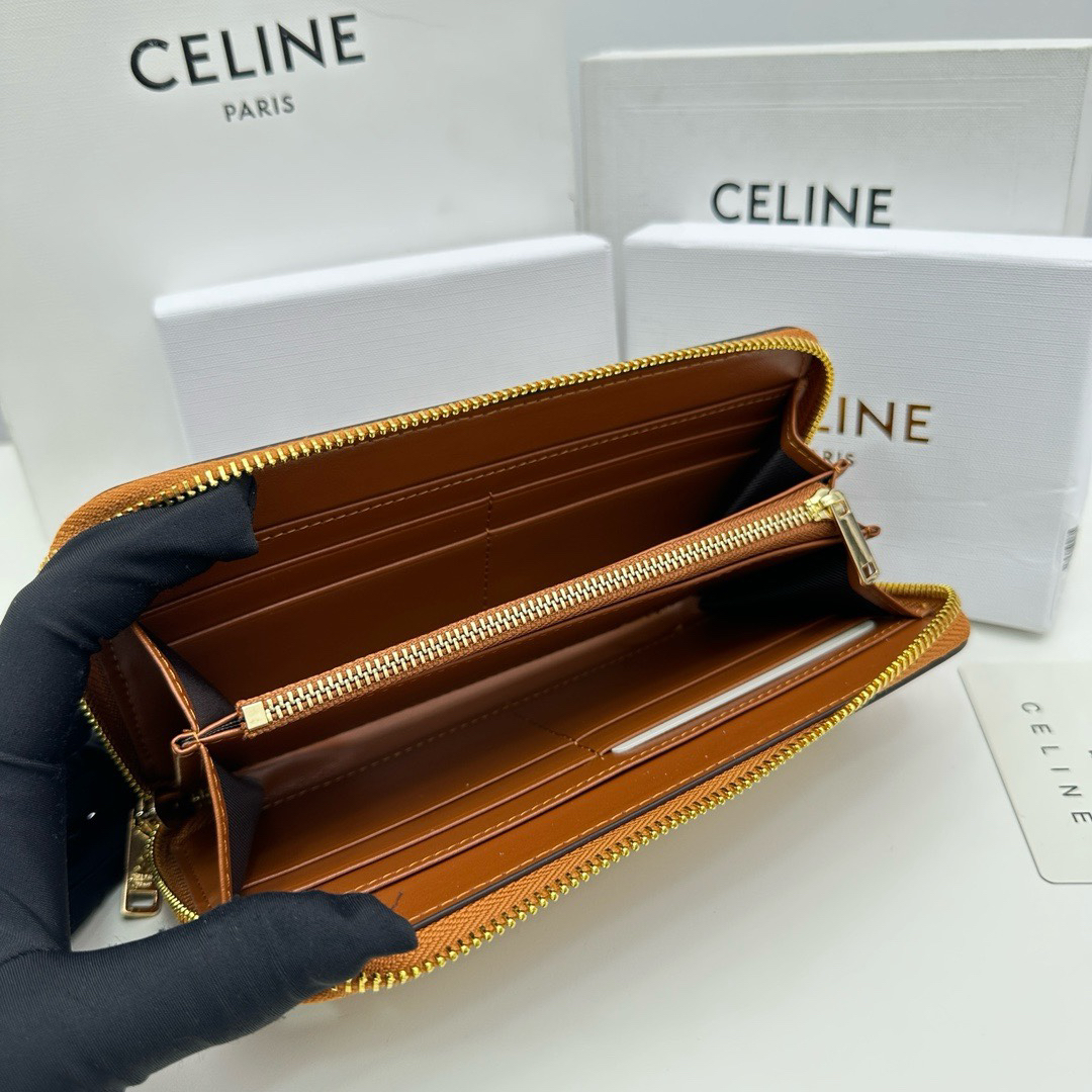 Celine Triomphe Cuir Large-Zip Wallet - Image 9