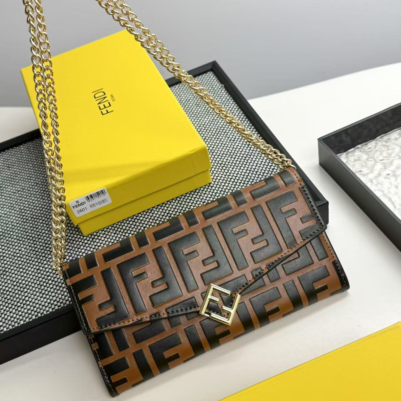 Fendi FF Diamonds Calfskin Crossbody Wallet - Image 9
