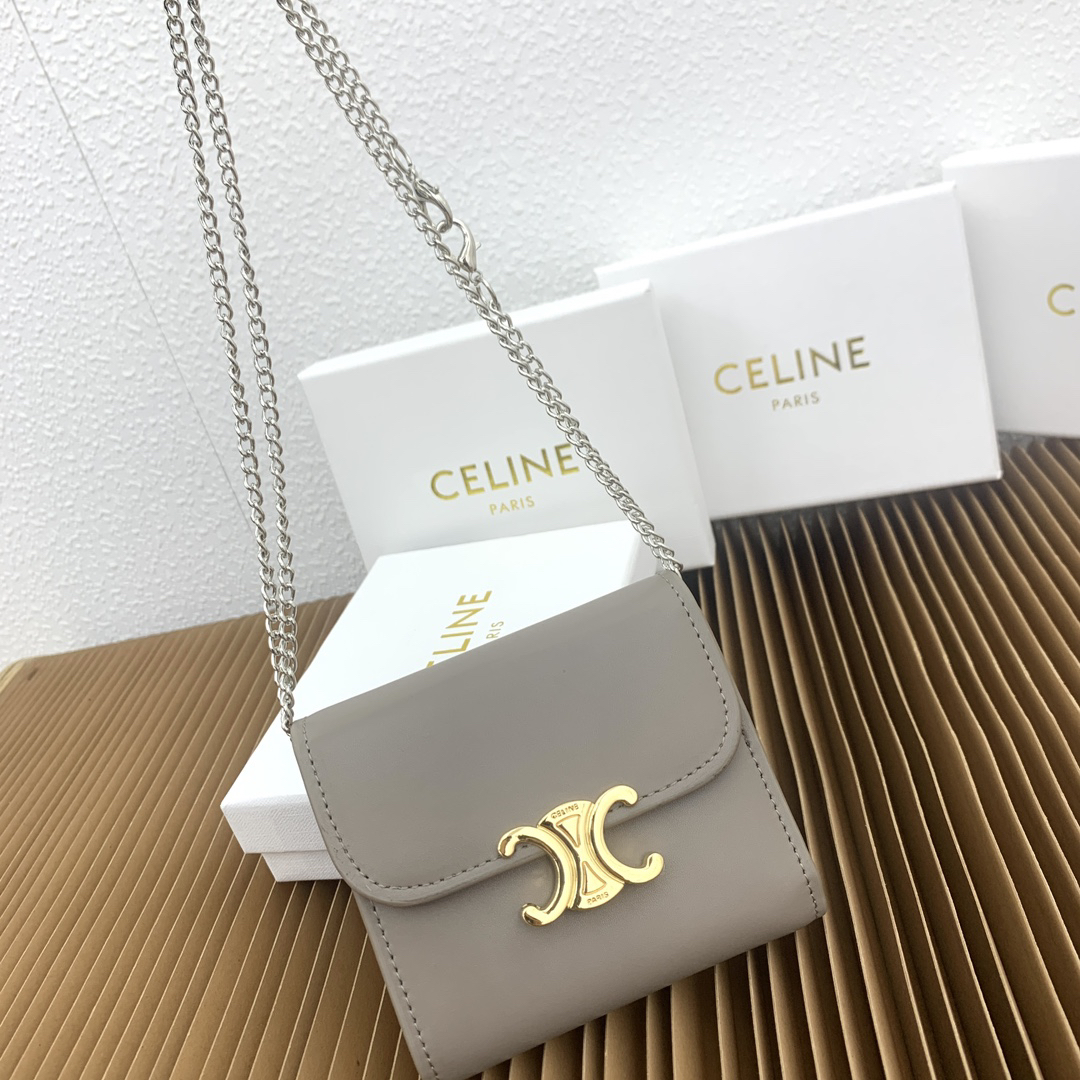 CELINE Small Triomphe Leather Flap Wallet - Image 9