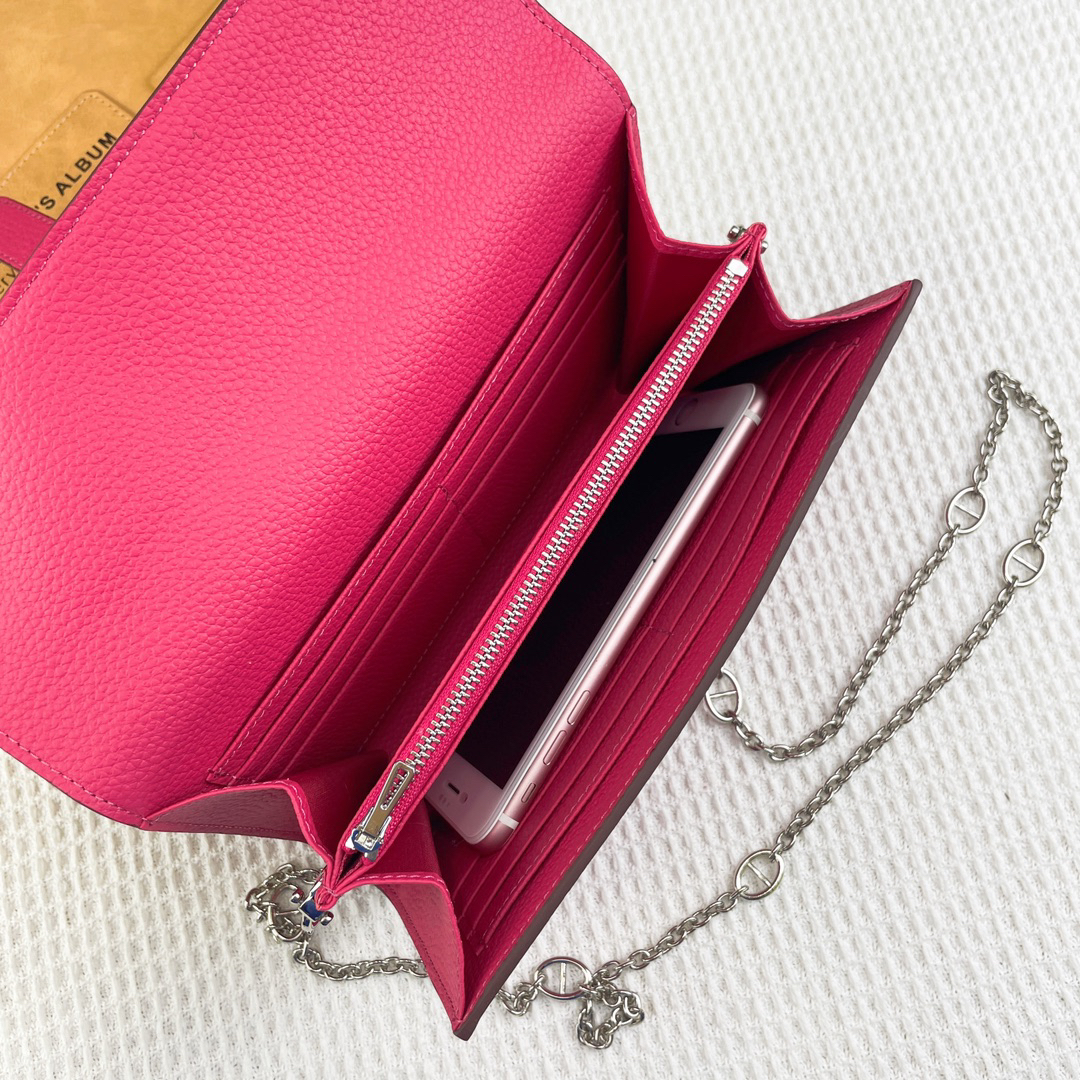 Hermes H538-1 Litchi-Grain Leather Shoulder Chain Bag - Image 9