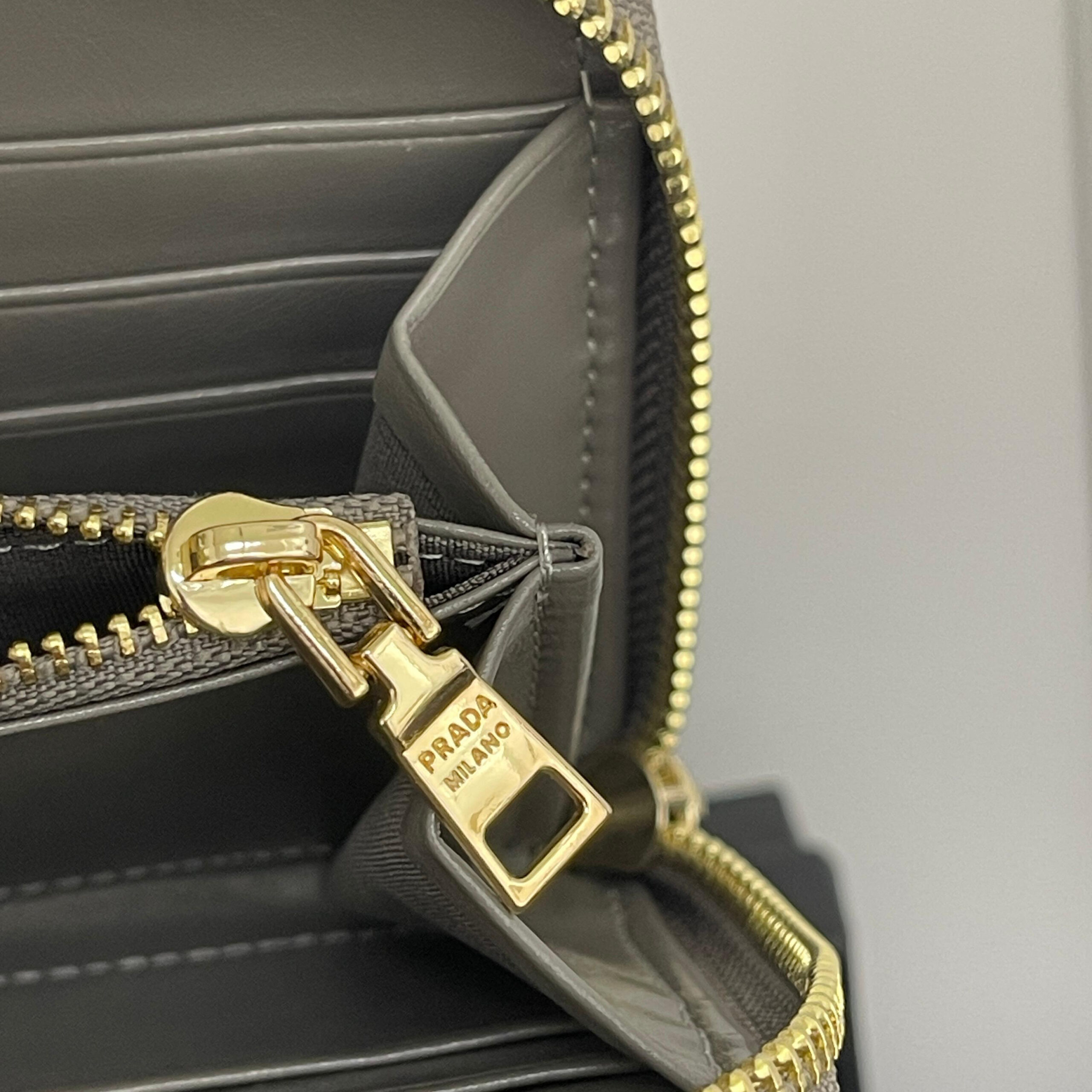 Prada Oil-Waxed Leather Wallet with Metal Triangle Logo - Image 9