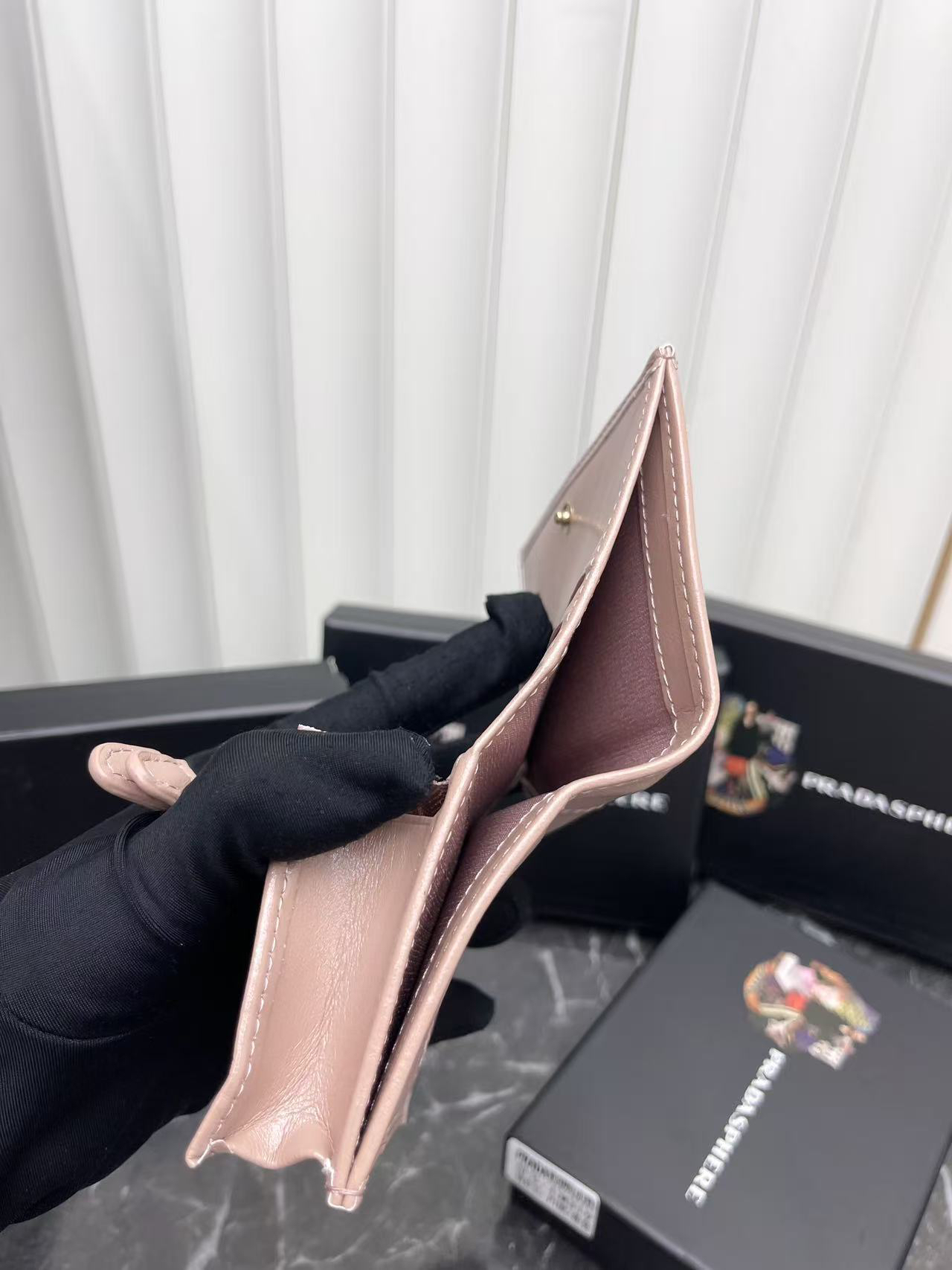 Prada Leather Wallet with Metal Triangular Logo - Image 9