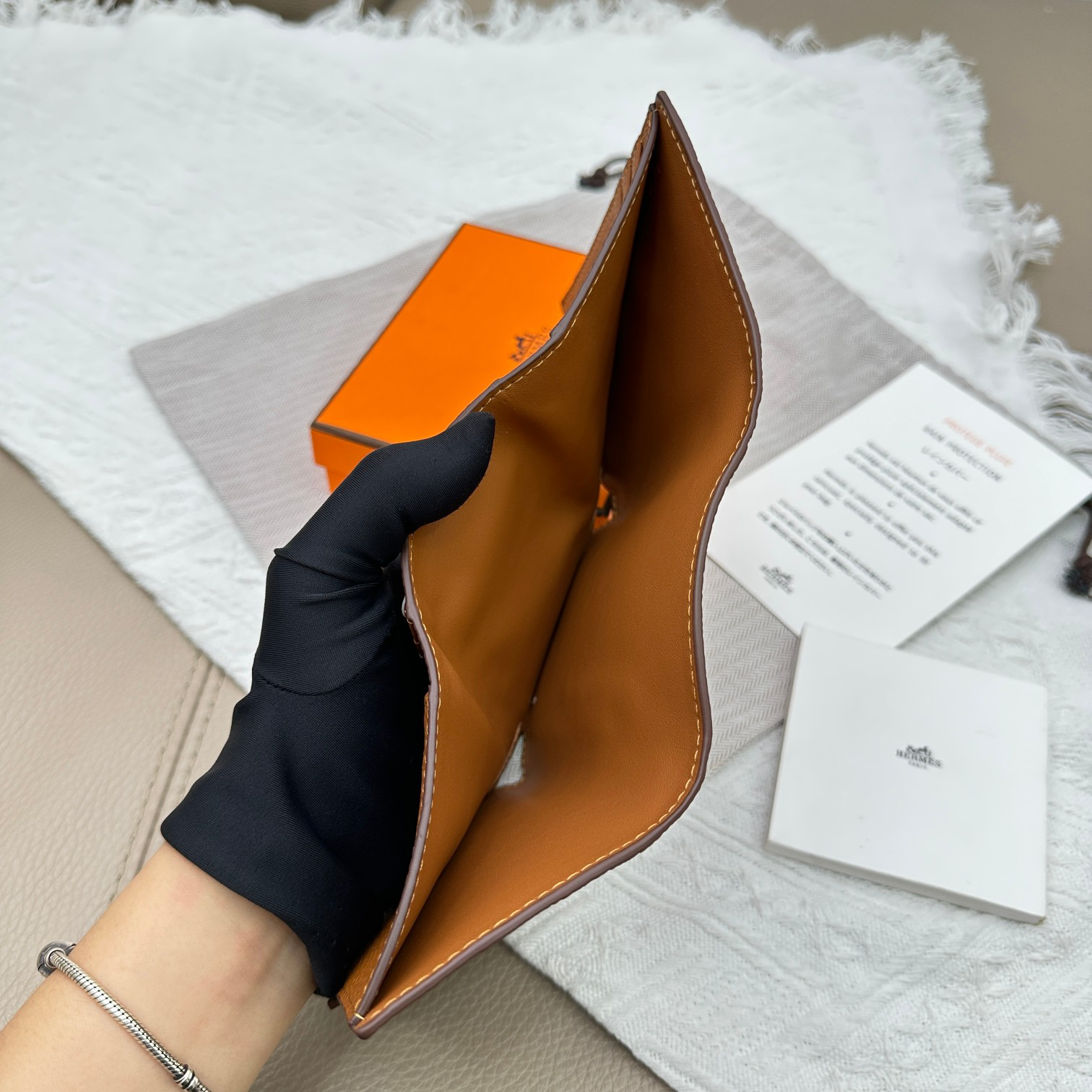 Hermès Togo Leather Trifold Wallet - Image 9