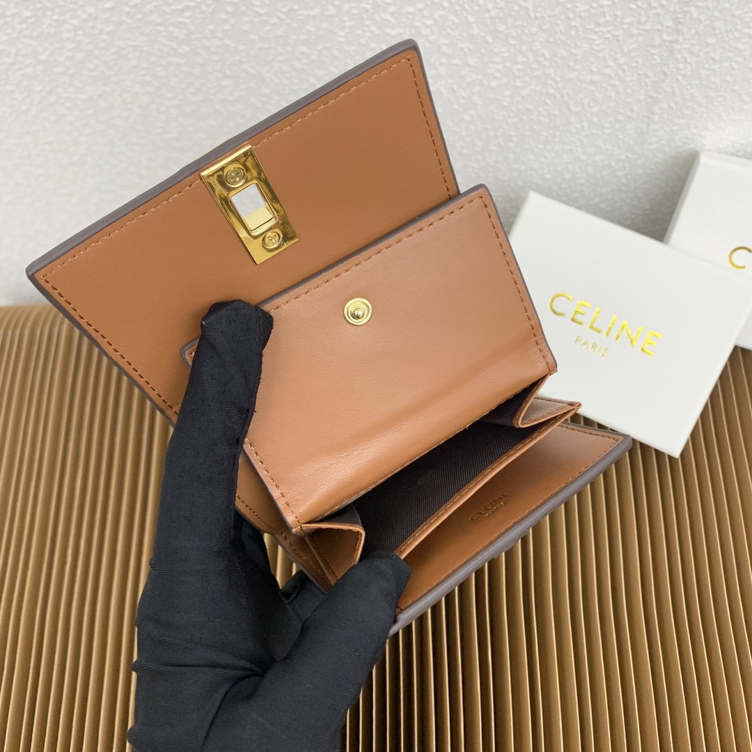Celine Triomphe 16 Leather Tri-Fold Wallet - Image 9