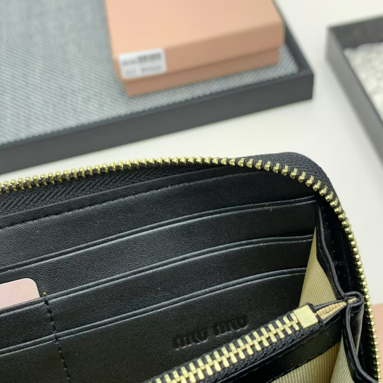 Miu Miu Sheep Leather Zip Wallet - Image 9
