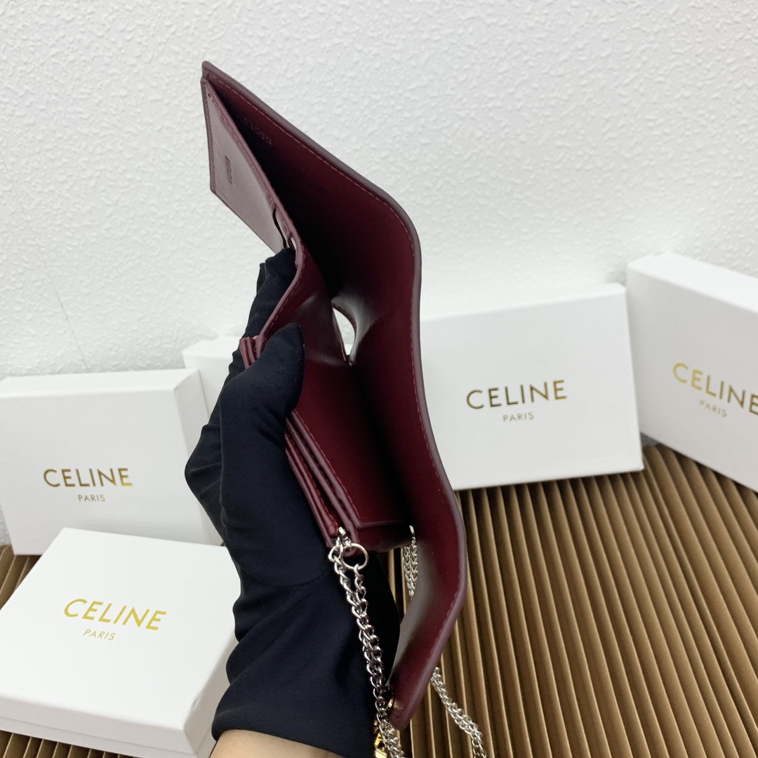 CELINE Small Triomphe Leather Fold-Over Coin Purse - Image 9