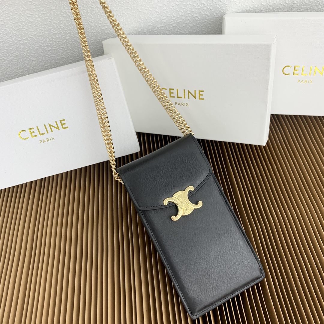 CELINE Triomphe Phone Bag in Fine-Grain Calfskin - Image 9