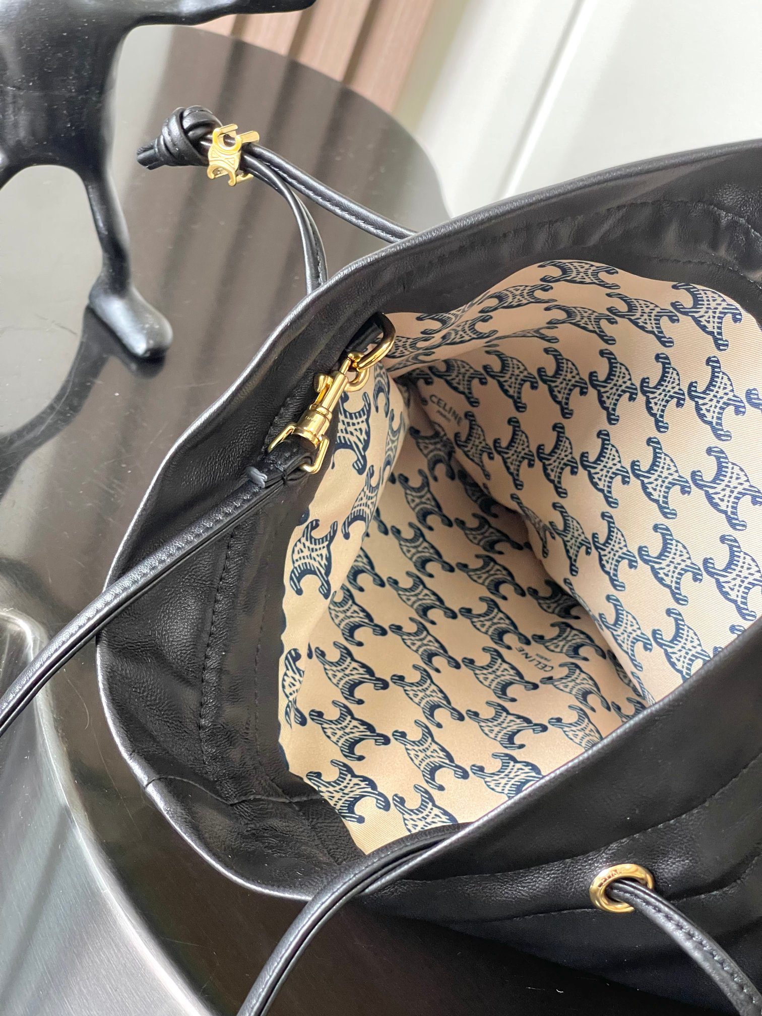 Celine Crystal Drawstring Cloud Bag - Image 9