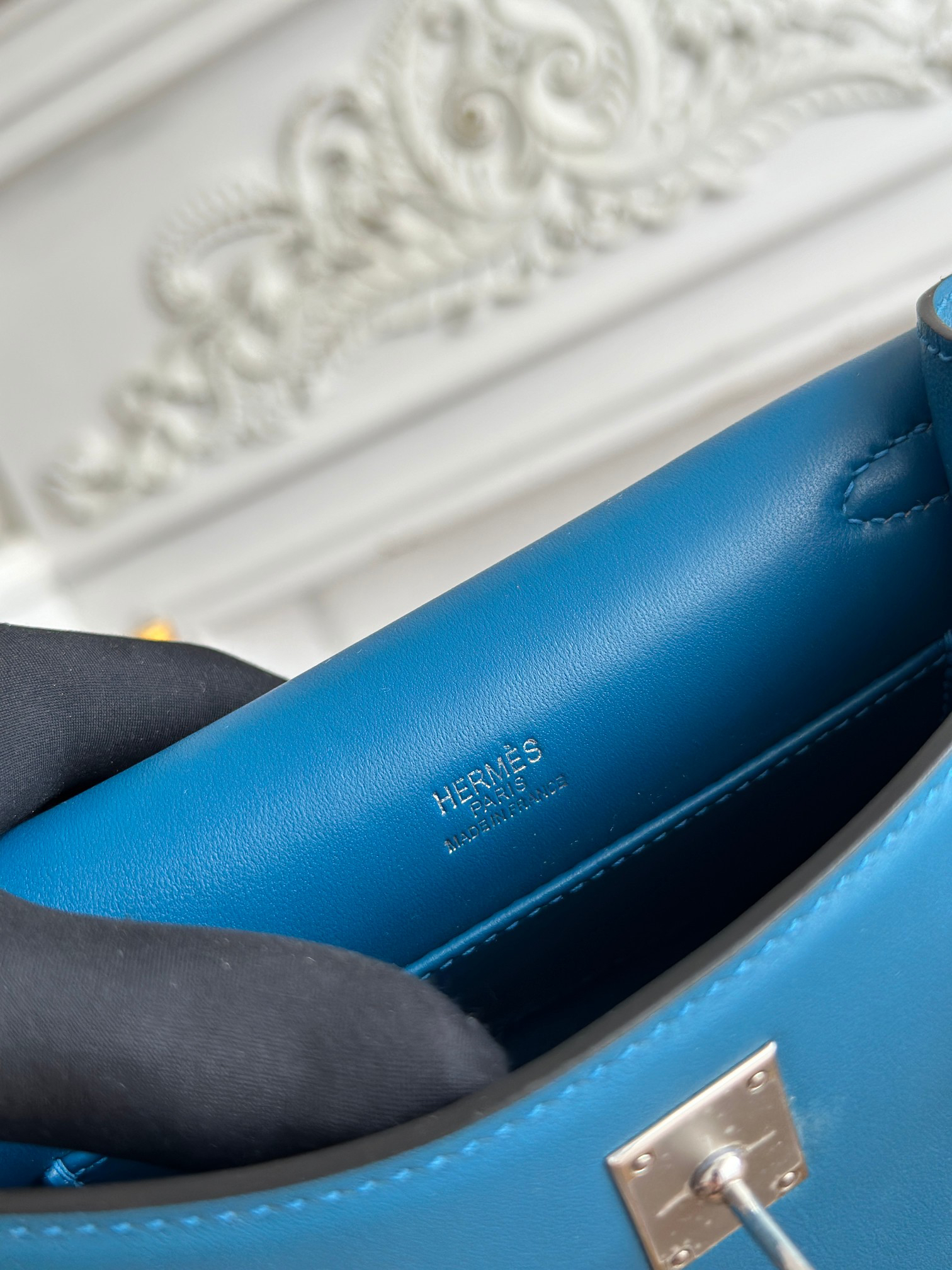 Kelly Mini Pouchette Handbag in Agate Blue - Image 9