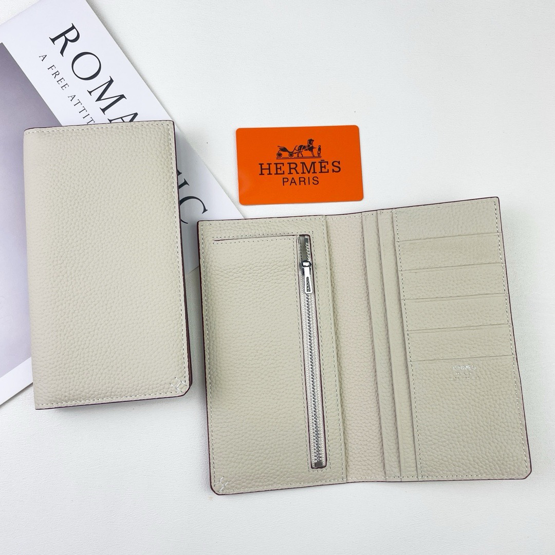 Hermès Evercolor Calfskin Long Wallet with Contrasting Horse Saddle Stitching - Image 9