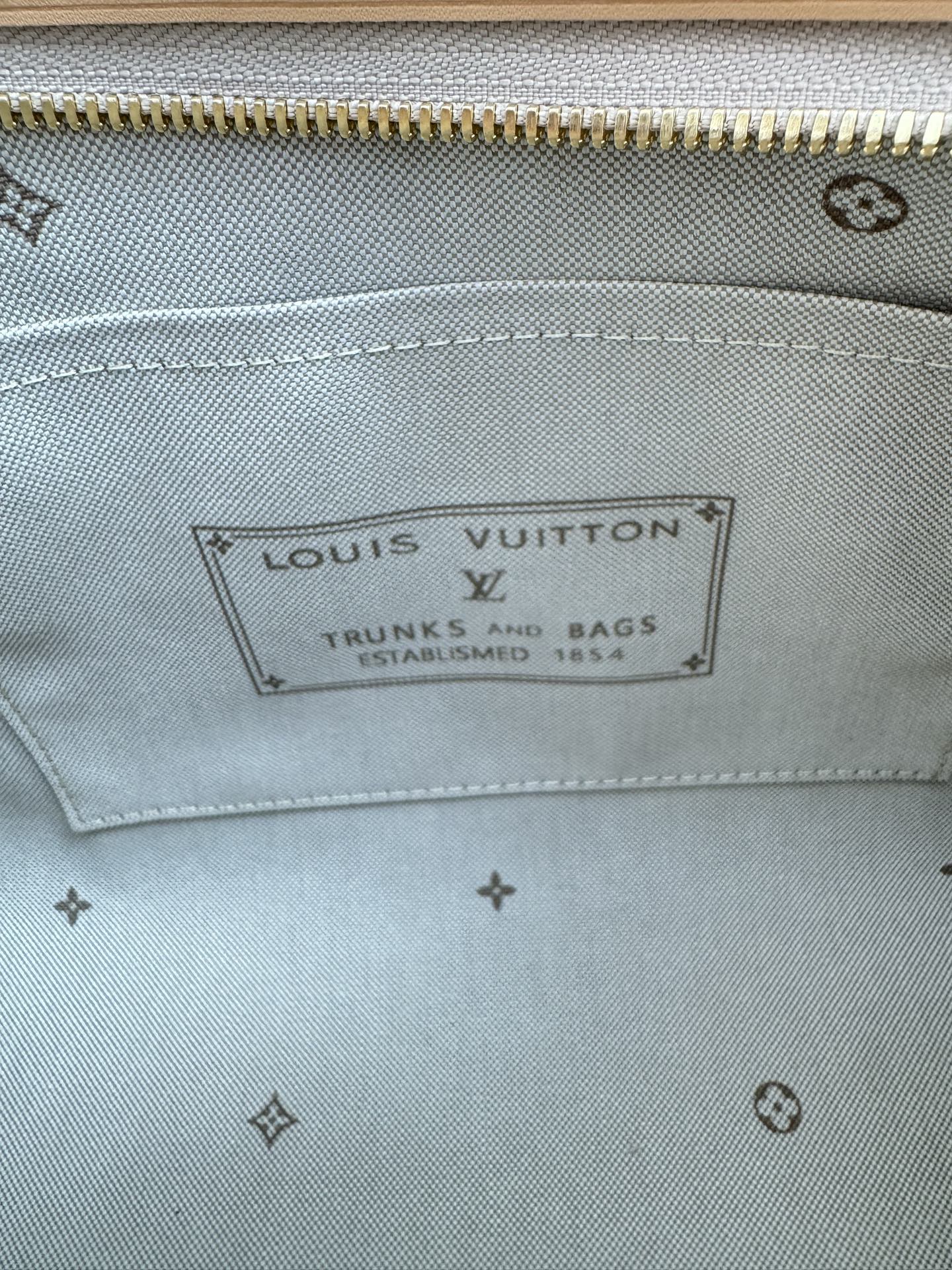 Louis Vuitton CarryAll EastWest Handbag in White Embossed Denim - Image 9