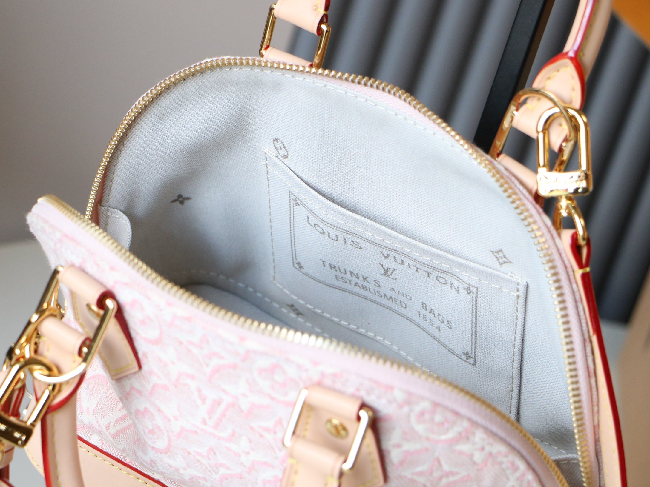 Louis Vuitton Alma BB Handbag in Pink Floral Jacquard - Image 9