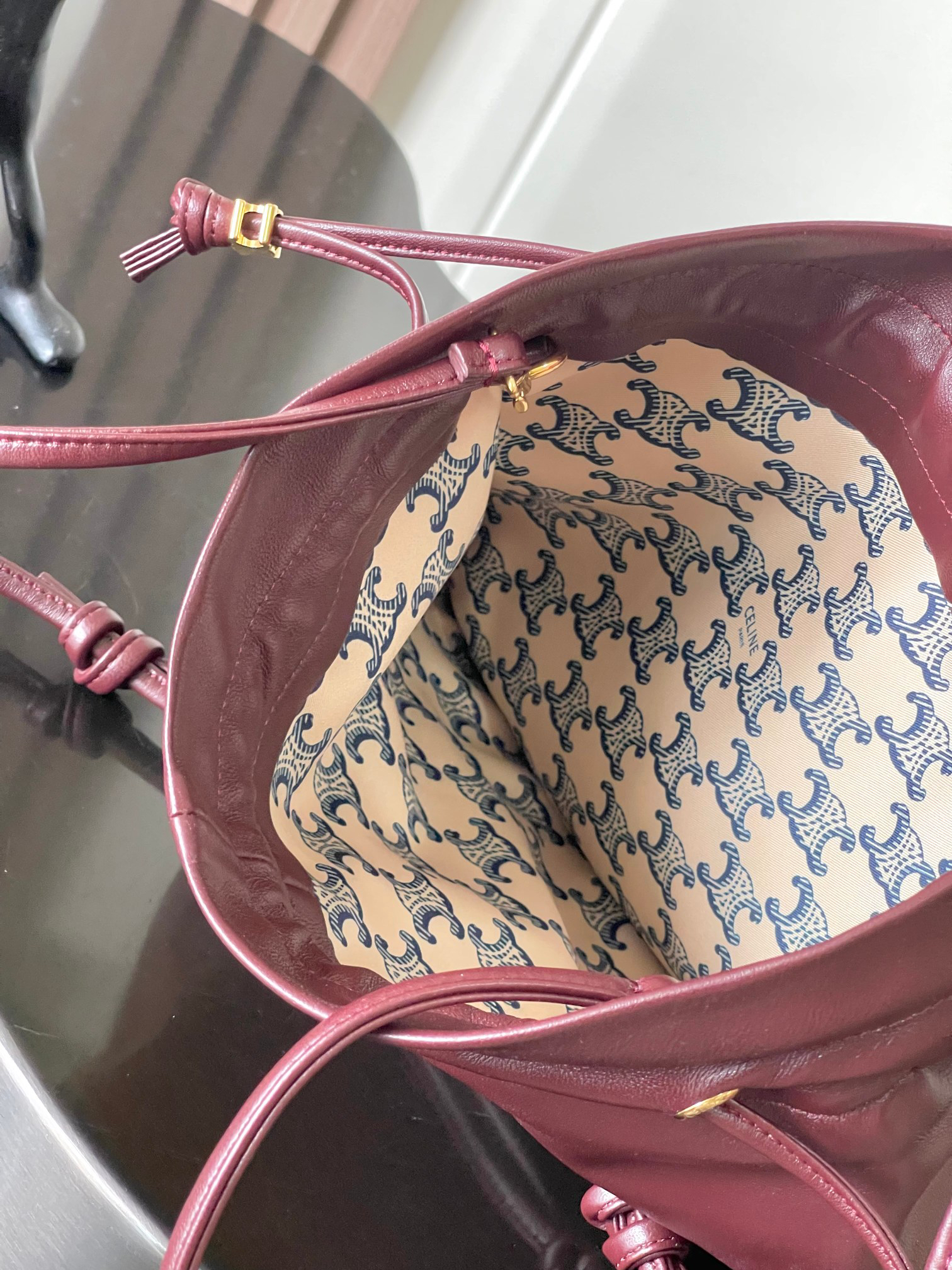 CELINE Crystal Drawstring Cloud Bag - Image 9