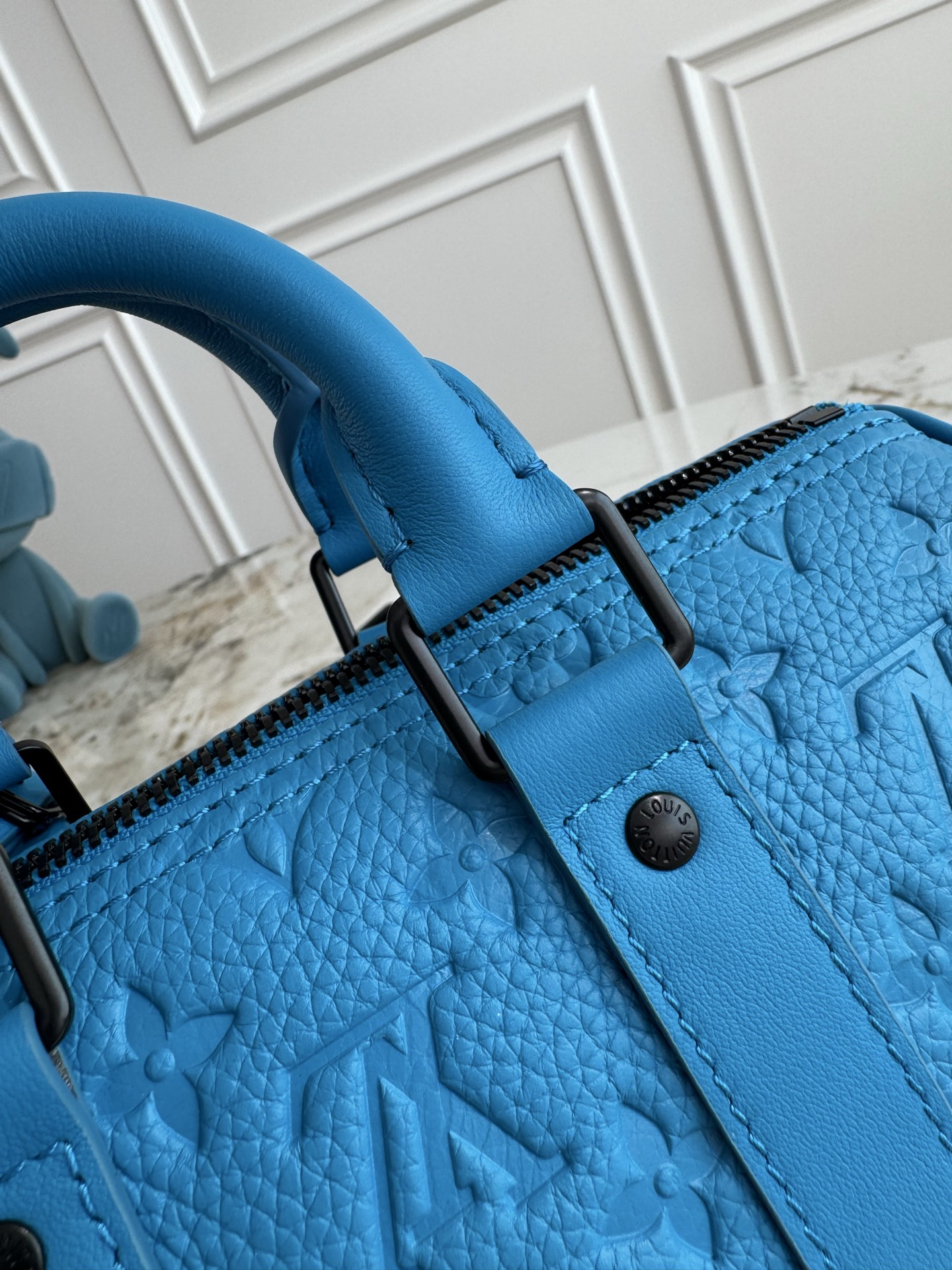 Keepall Mini Travel Bag in Blue Taurillon Monogram Leather - Image 9