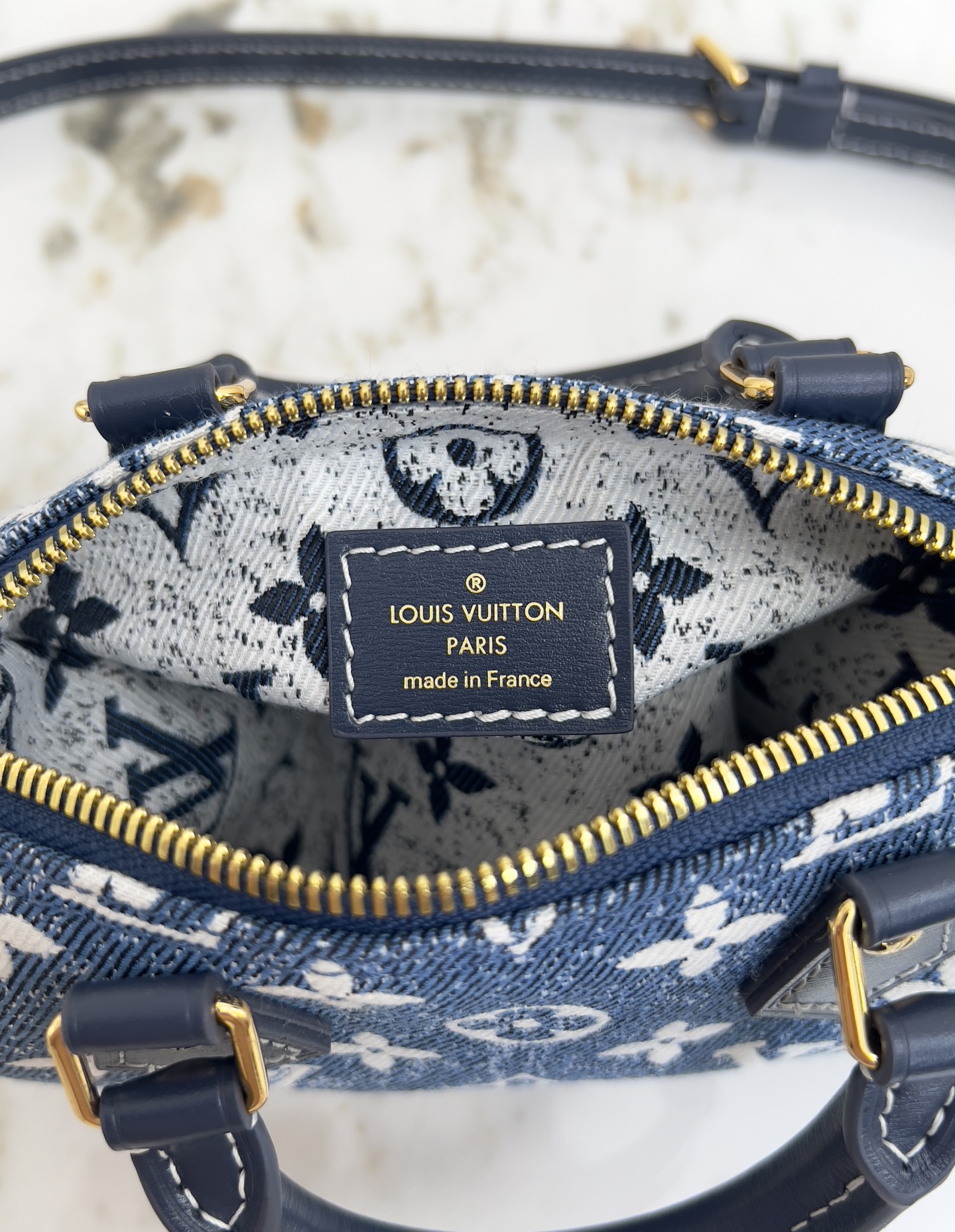 Louis Vuitton Nano Speedy Denim Handbag - Image 9