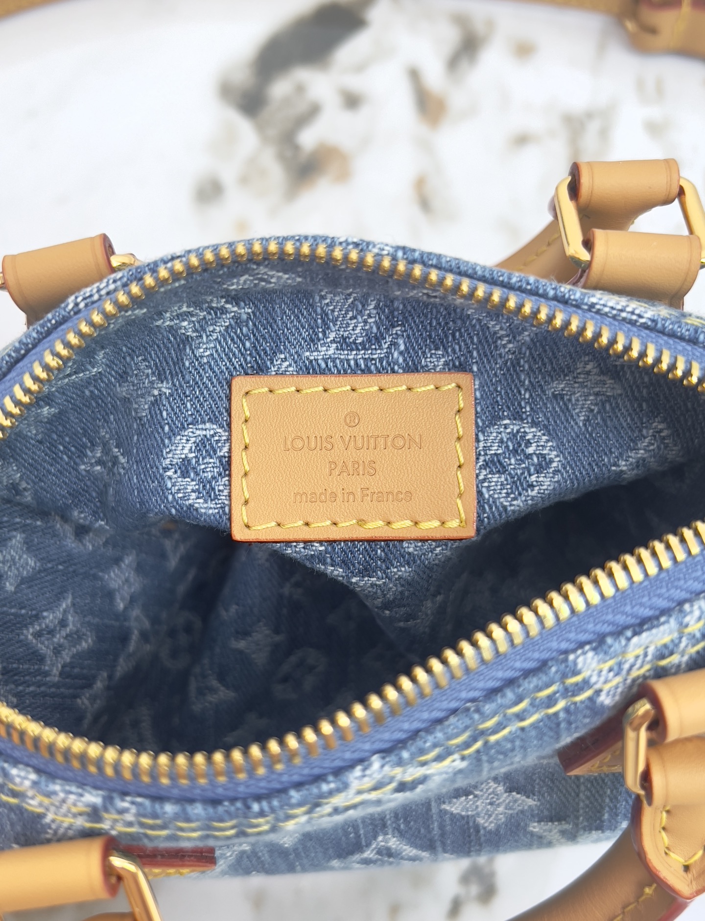 Louis Vuitton Nano Speedy Denim Monogram Bag - Image 9