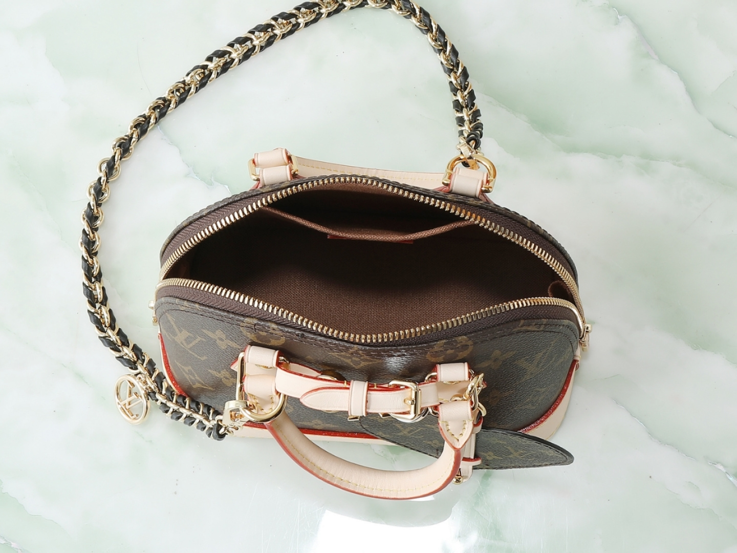 Louis Vuitton Alma Mini Monogram Chain Handbag - Image 9