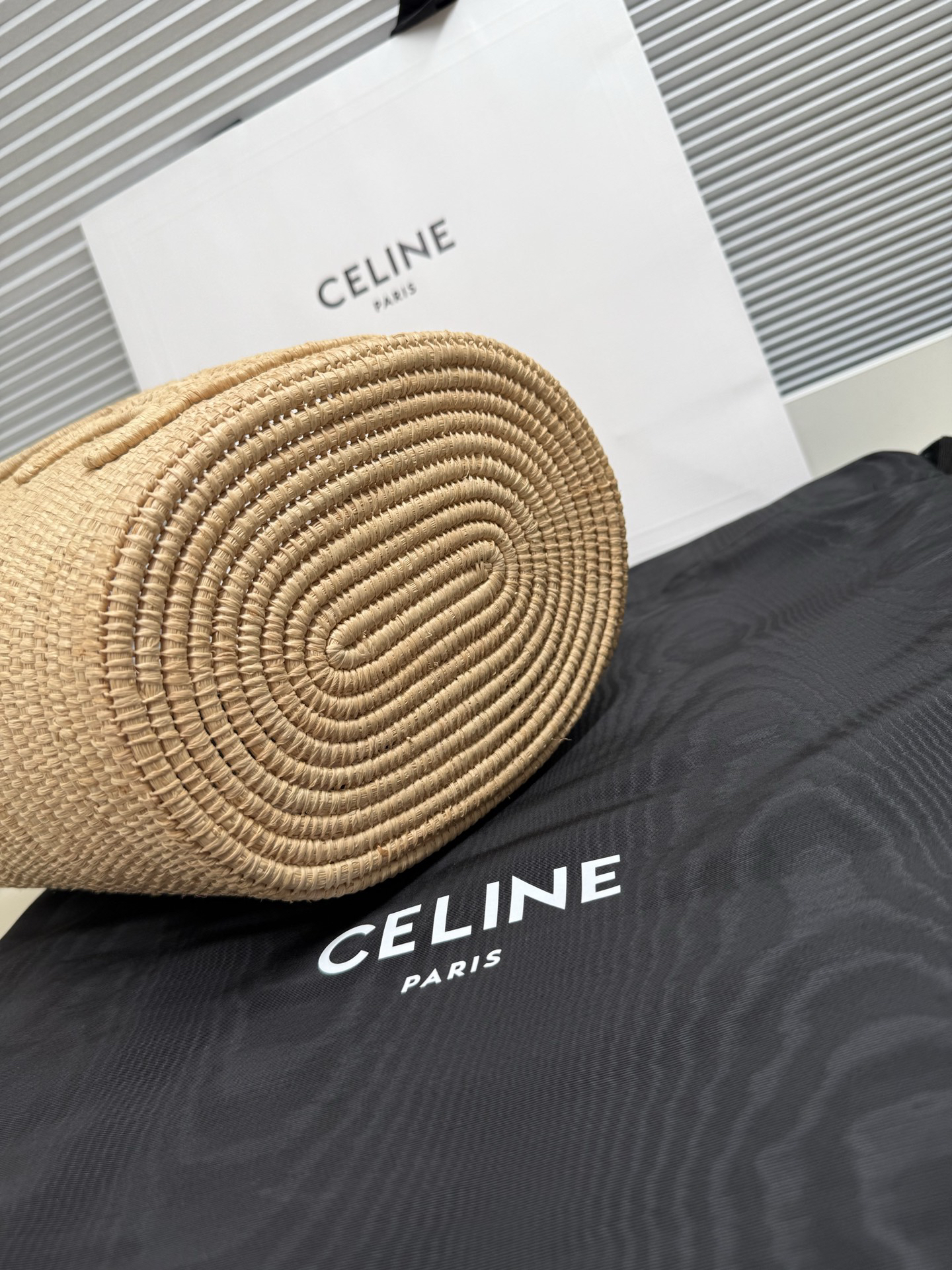 CELINE Raffia Woven Tote Bag - Image 9